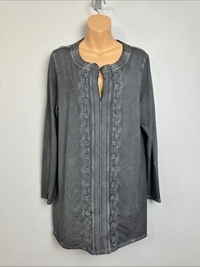 Soft Surroundings Charcoal Gray Whimsigoth Long Sleeve Tunic Top or Mini Dress